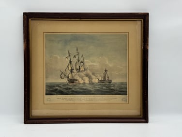 Framed Naval Battle Print