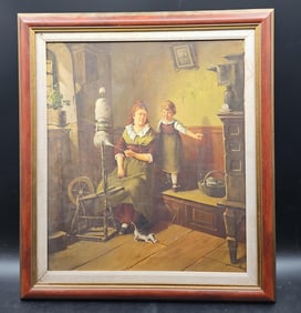 Interior Scene with Mother and Child - Attri. Paul Seignac (French, 1826-1904)