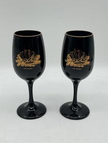 Pair of Relais Las Vegas Black Wine Glasses