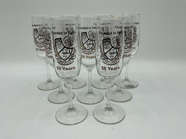 Set of Nine Commemorative Champagne Flutes - SPES Unica