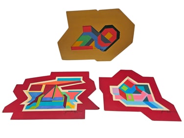 Shaped Geometric Abstract Set by Gloria Landsman Pierce