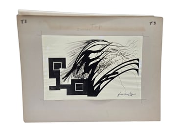 Black & White Geometric Flow Study by Gloria Landsman Pierce