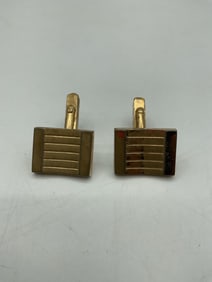 Pair of Vintage Gold Tone Ribbed Cufflinks