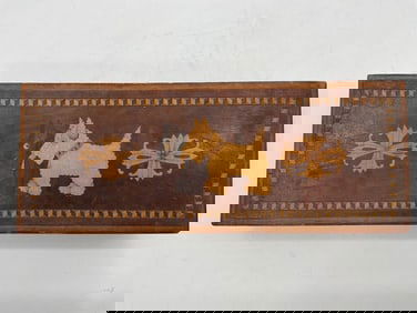 Vintage Wooden Box with Inlaid Scottie Dog Design