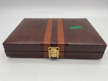 Vintage Backgammon Game Set in Faux Leather Case