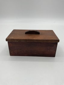 Small Primitive Wooden Box with Handle Lid