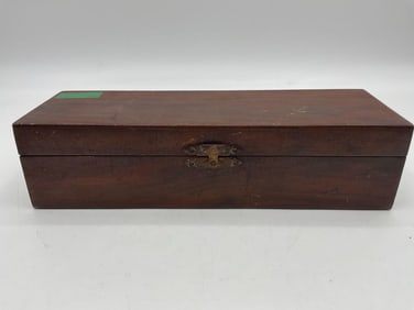 Vintage Wooden Storage Box with Brass Latch