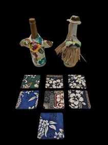 Hawaiian-Themed Coaster Set and Bottle Outfits