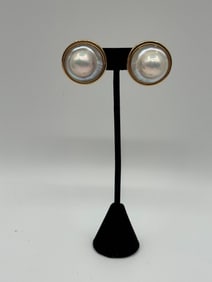 Cabochon Pearl Clip Earrings