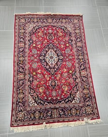Hand-Knotted Fine Persian Kashan Rug (c. 1950)