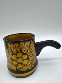 Russian Khokhloma Hand-Painted Wooden Mug