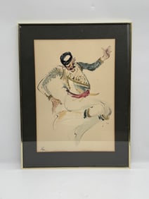 Watercolor Painting of a Dancer, Signed