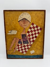 Fruxell, Abstract Figure with Checkered Blanket, Painting