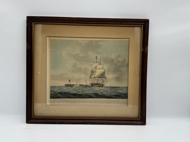 Framed Print of a Ship at Sea