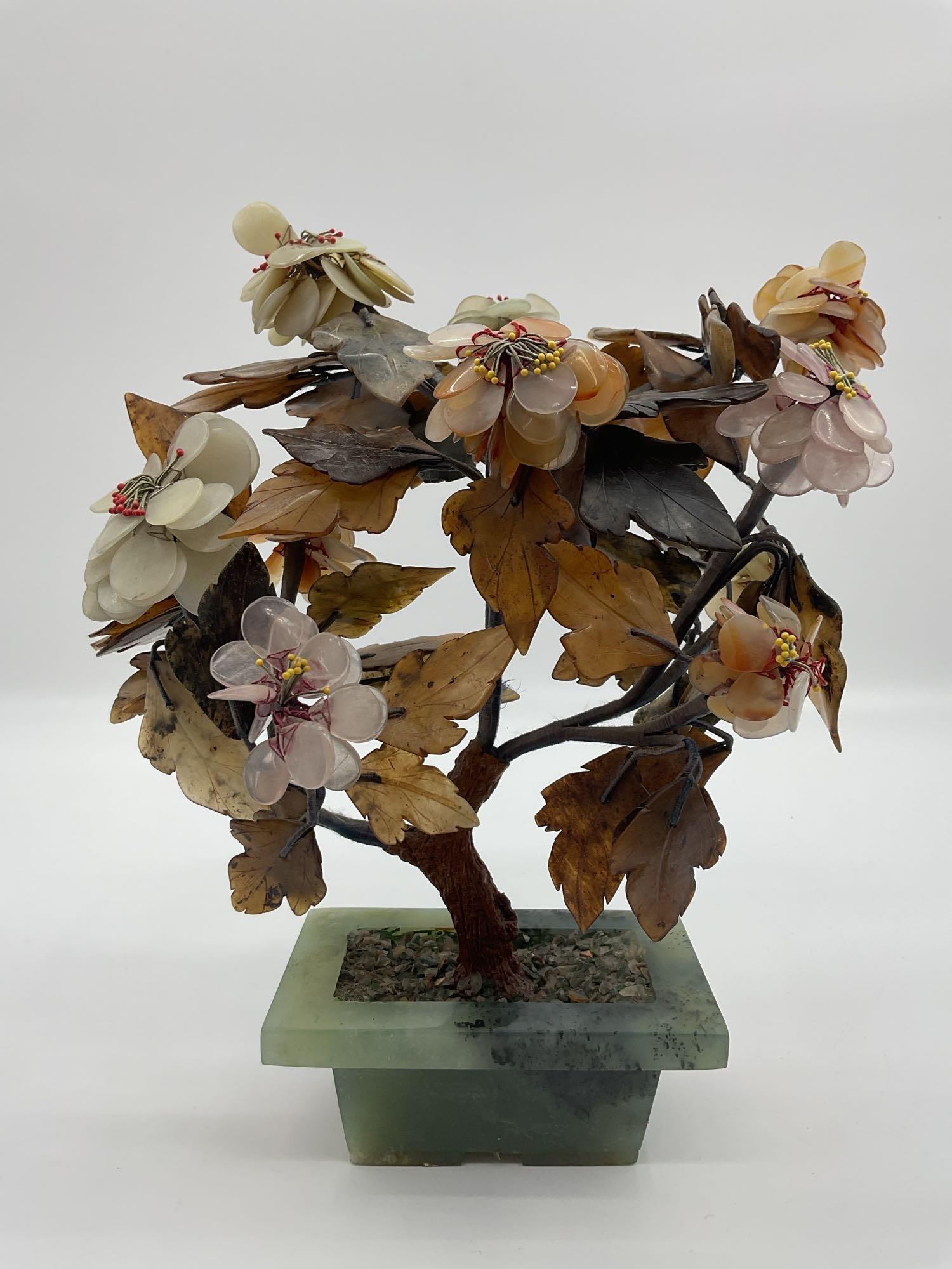 Chinese Hardstone and Metal Bonsai Tree Sculpture