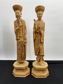 Pair of Resin Chinese Emperor & Empress Figures