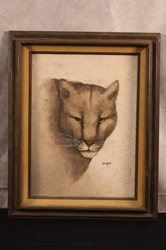 Mountain Lion Oil On Board by "Cooper"