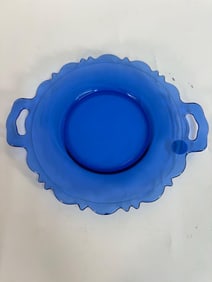 Vintage 1930's Luncheon Cobalt Blue Depression Glass Plate -L.E. Smith Mt. Pleasant Box 7-Photo 20