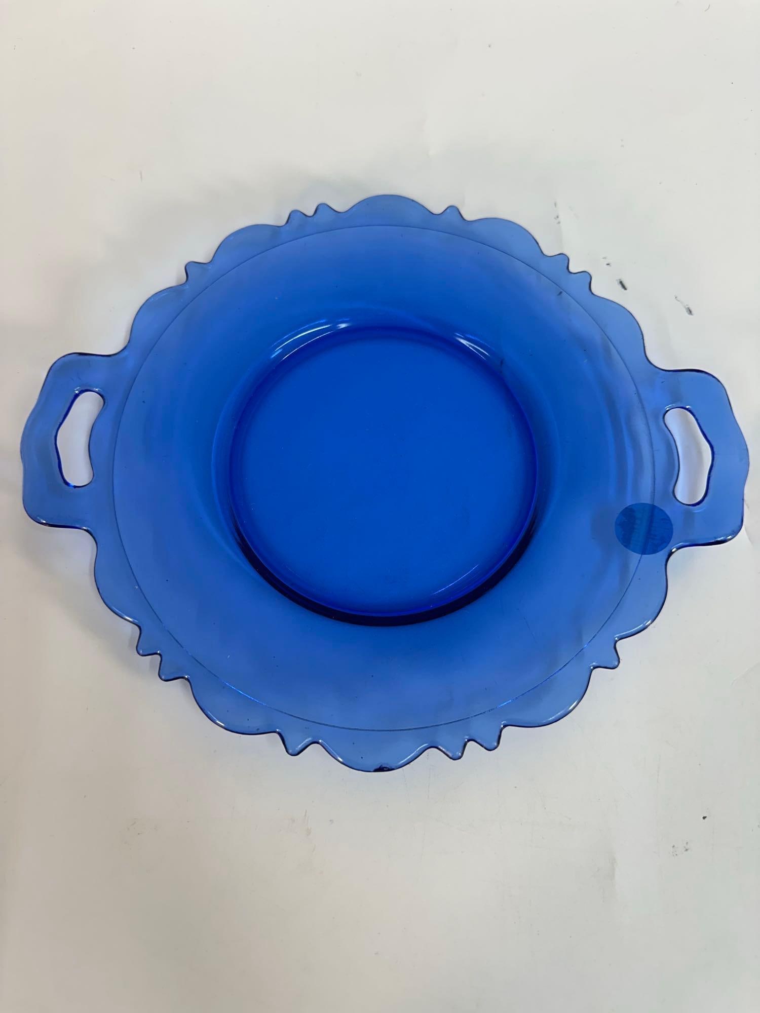 Vintage 1930's Luncheon Cobalt Blue Depression Glass Plate -L.E. Smith Mt. Pleasant  Box 7-Photo 20 (1 of 3)