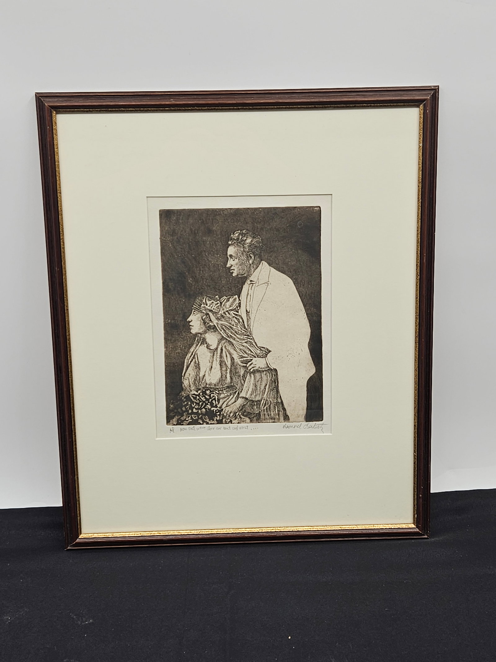 Leonard Liebowitz (American. b.1931) Etching: Description: Intaglio etching by American artist Lenard Liebowitz, titled Now That We’ve Done Our Best and Worst. ,depicting a contemplative man an