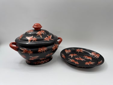 Vintage Ceramic Tureen with Lid and Serving Dish
