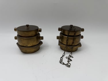 Pair of Brass Fire Hydrant Caps