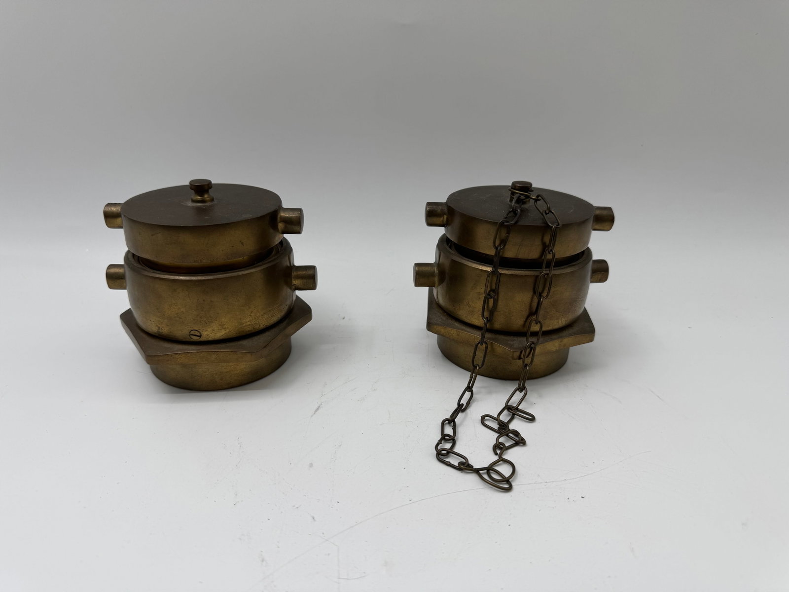 Pair of Brass Fire Hydrant Caps (1 of 2)