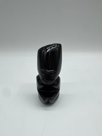 Hand-Carved Black Obsidian Tiki Figure