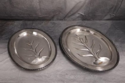 Set of 2 Silver Footed Platters