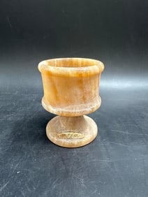 Vintage Carved Onyx Pedestal Cup