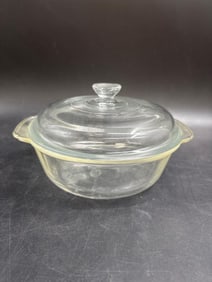 Vintage Clear Glass Covered Casserole Dish