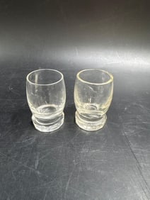 Pair of Vintage Clear Glass Whiskey Tumblers