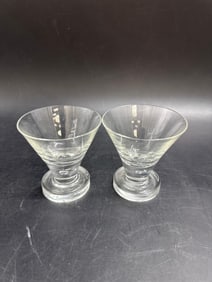 Pair of Vintage Clear Glass Cone-Shaped Cocktail Glasses