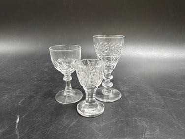 Set of Three Vintage Cut Glass Cordial Stems