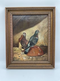 Pigeons (1890) by William Luker (England, 1828-1905) Oil on Canvas