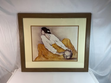 "The Pottery Keeper" by R.C. Gorman(American, 1931-2005) Lithograph