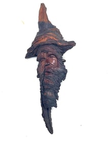 Hand-Carved Wood Spirit Face from Tree Bark