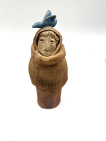 Scope Gallery Handcrafted Clay Figurine – Monk with Bird