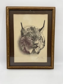Portrait of a Lynx by Albert J. Casson (Canada, 1898-1992) Lithograph