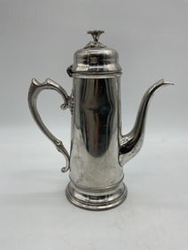 Tall Pewter Coffee Pot with Floral Finial - Sheffield England