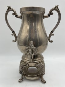 Ornate Silver-Plated Samovar with Spigot and Twin Handles