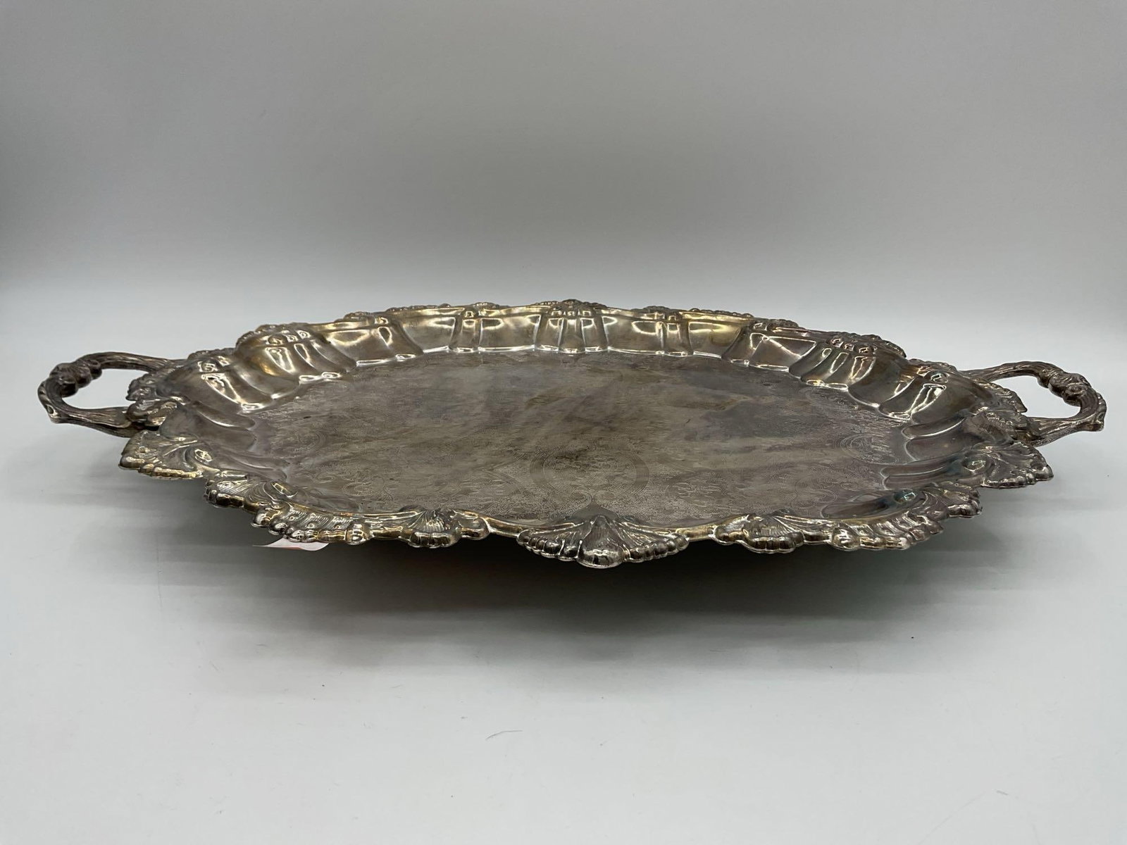 Ornate Silver-Plated Serving Tray (1 of 4)