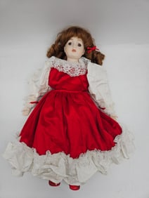 Royal Standard 1987 Porcelain Doll in Red Dress