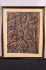 Domingo Ravenet(Spain/Cuba, B.1905-1969) Ink Drawing