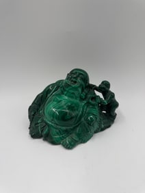 Malachite Buddha Sculpture with Child