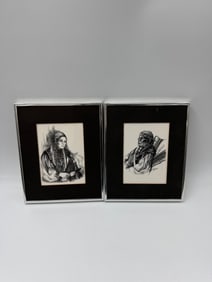 Pair of Native American Framed Portraits - Michelle Gauthier