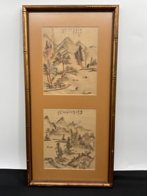 Framed Chinese Watercolor Landscape Paintings