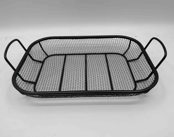 Black Metal Wire Storage Basket with Handles