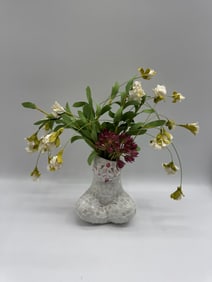 Hand Crafted Mosaic Female Form vase w/ floral arrangement