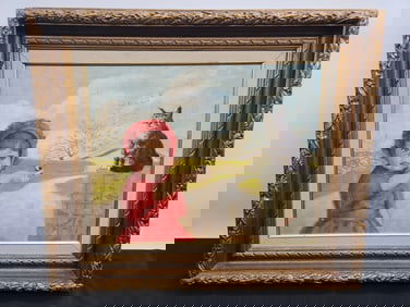 “Girl in Red with Cat?? by Flannery